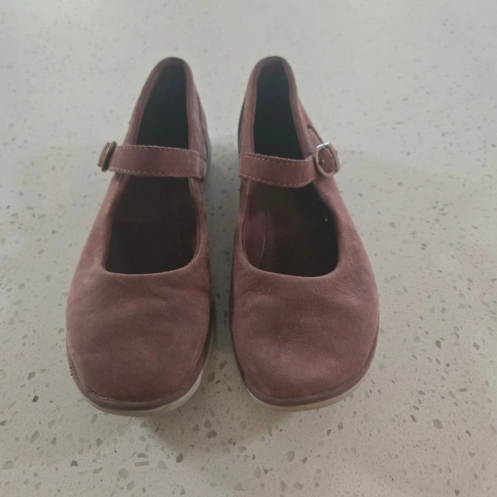 Merrell Shoes Mary Jane Womens 9 Andorra Maroon Red Nubuck Leather Flats